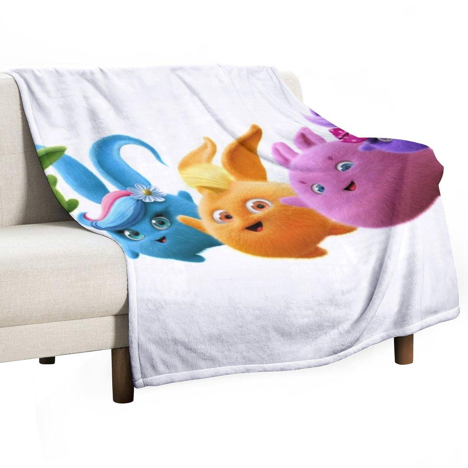 Sunny Bunnies - All Hold Paws! Throw Blanket Retros wednesday Vintage Soft Big Blankets 30x40in