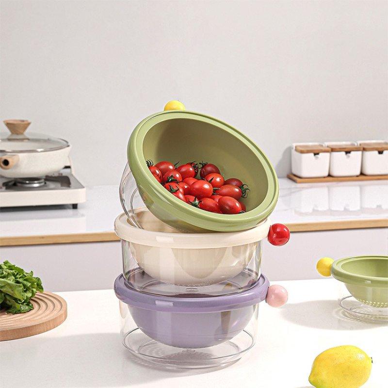 Double Layer Thiened Plastic Drain Basket Two in One Vegetable Waing Tray Multi Functional Fruit Draining Basin