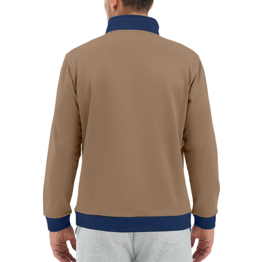 Men's Casual Long-Sleeved Collared Quarter-Zip Sweatshirt