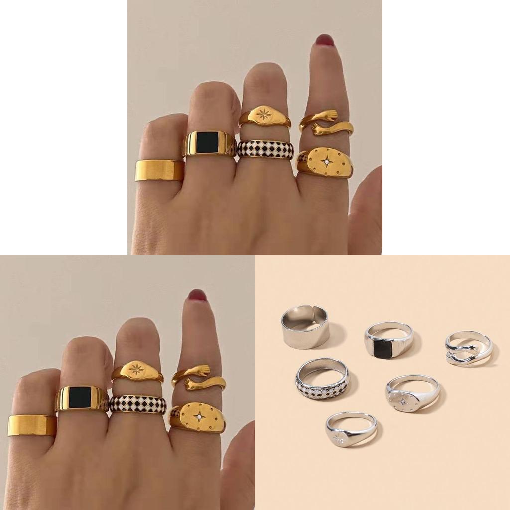 Alloy Ring Set With Eightpointed Star Design For Womens Fashion Jewelry