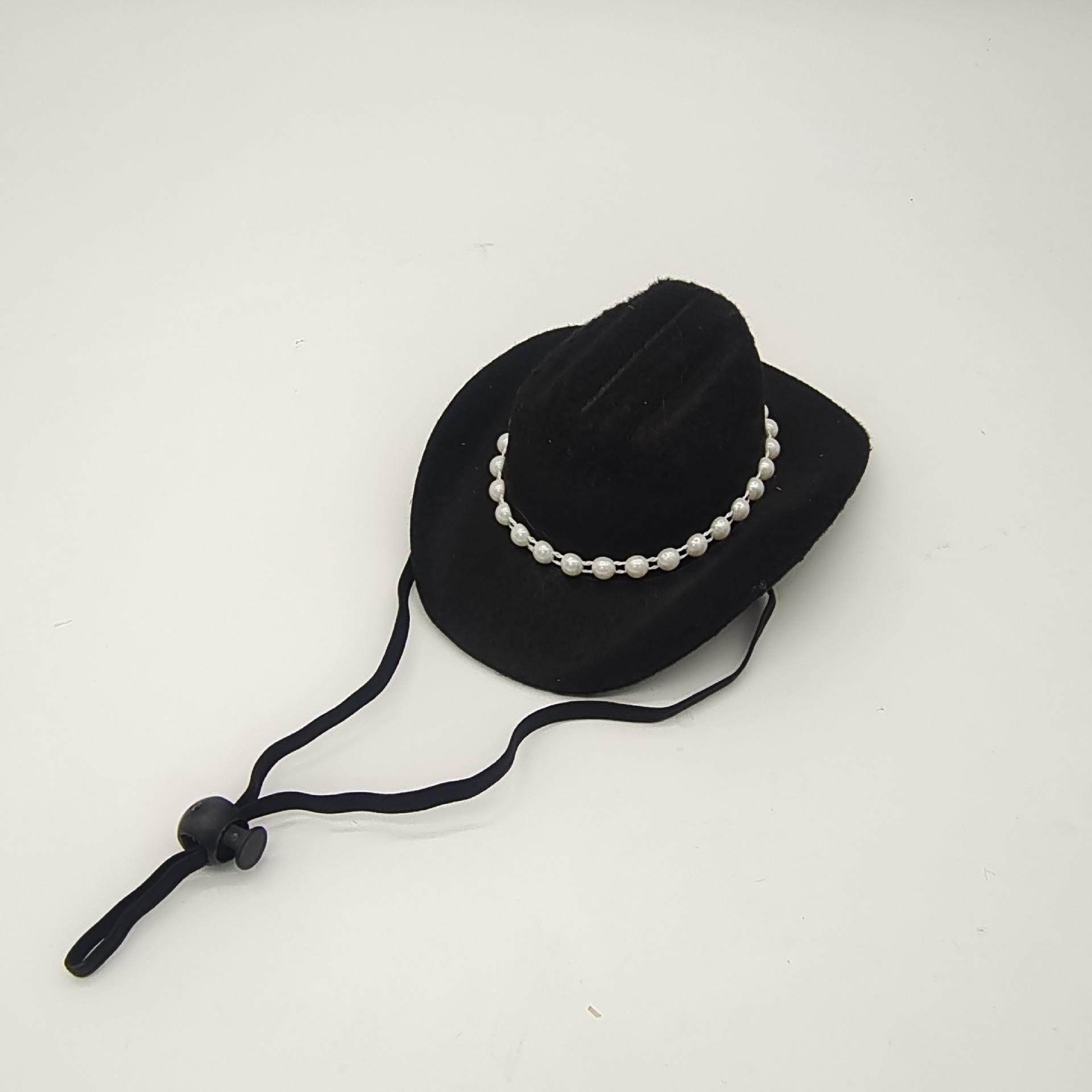 Новая ковбойская шляпа с жемчугом для питомца кошки собаки Западная ковбойская шляпа Мини-шляпа 13.5 чёрный