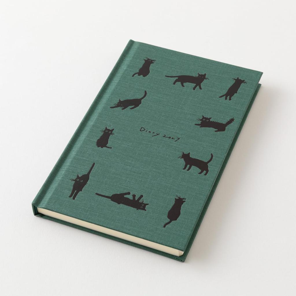 Midori Book Style Diary B6 modified cat limited with 22476006 January 2027, size, weekly, pattern, edition, bookmark, green, (starts 2027)