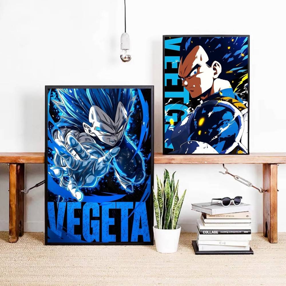 1pc Anime DRAGON BALL Vegeta Posters Self-adhesive Paper Print Home Living Room Bedroom Entrance Bar Cafe Art
