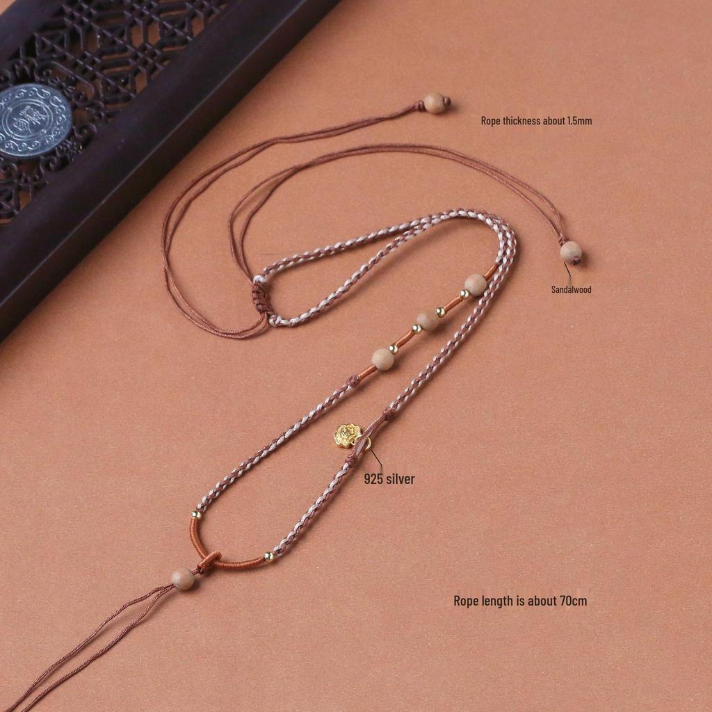 Exquisite Handmade Hetian Jade Rope Weaving Jewelry Tasel Lanyard with Adjustable Chain