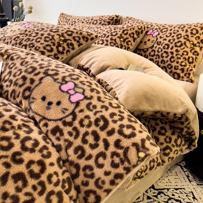 Thickened Rabbit Plush Quilt Cover Single Piece Thickened Milk Plush Quilt Cover Three-Piece Set Single Flannel Quilt Cover 3