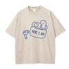 Unisexs  Summer Washed Vintage Short Sleeve g Heavy  Pure Cotton LooseFitting Patterned TShirt