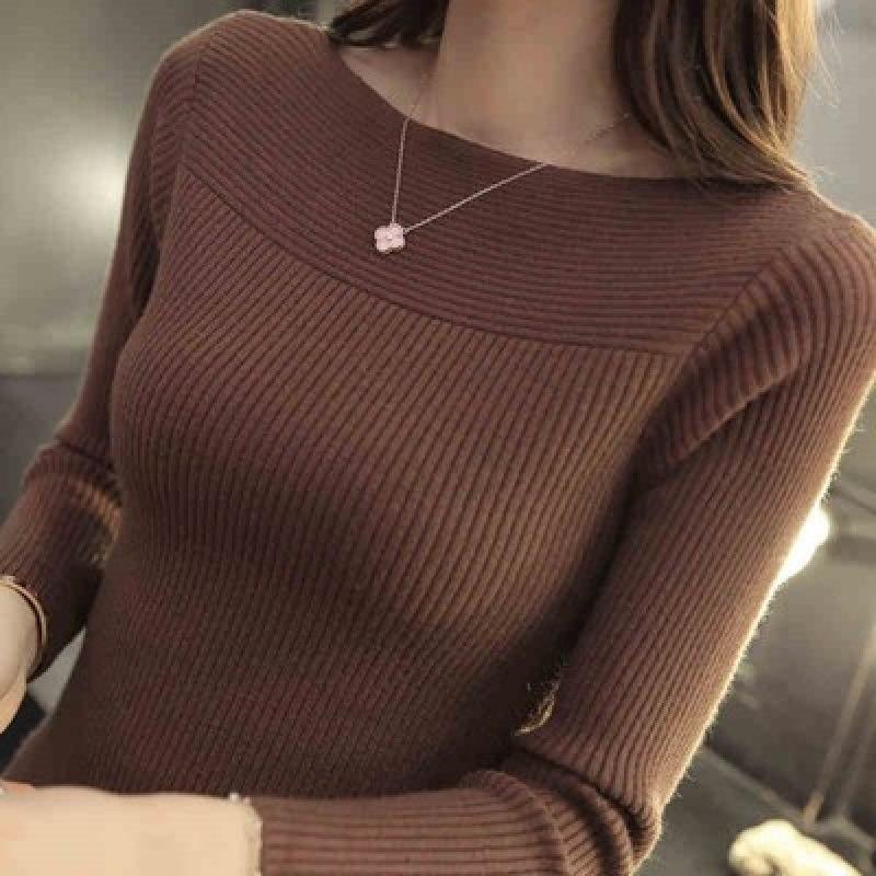 New Long Sleeve Pullover Knitted Women Sweater Casual O Neck Bottoming Shirt Simple Fashion Elegant Inner Spring Autumn Top Slim Fit Knitted Sweaters