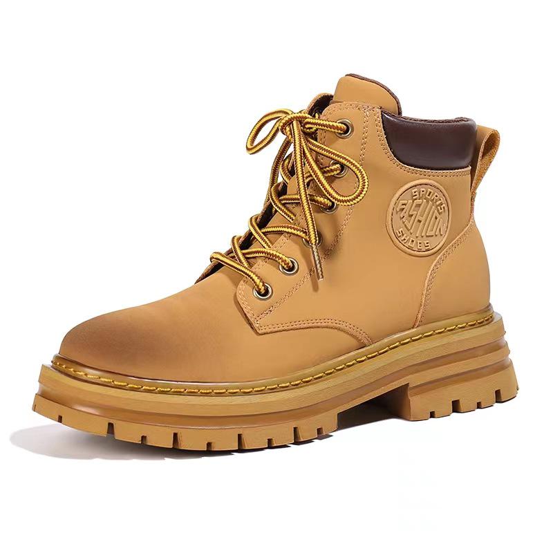 

Женские ботинки мартин в ретро-британском стиле от DongJi, на толстой подошве с увеличением высоты, желтые, для осени/зимы 2024. 35