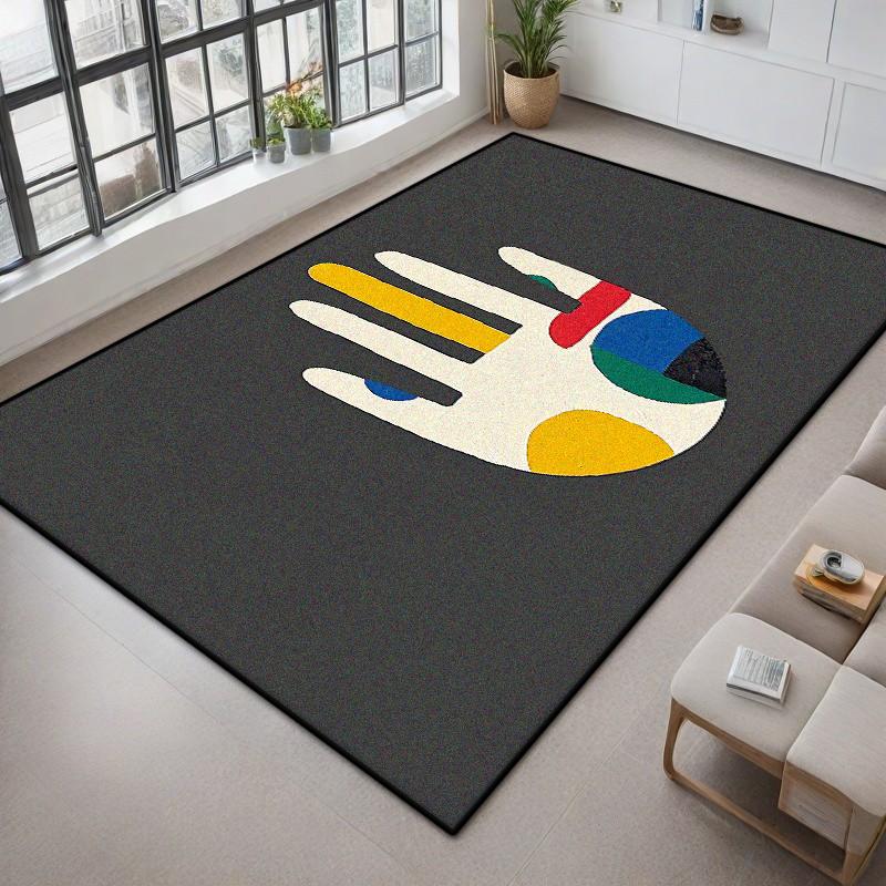 Modern Abstract Large Living Room Carpet Colored Palm Decoration Bedroom Bedside Fluffy Plush Rug Cloakroom Bedside Non-slip Mat