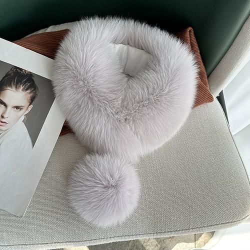 New Product Luxury, Good Quality, Exquisite Fox Hair Wide Version Suction Buckle Scarf, Fur Scarf, Big Ball Warm Scarf