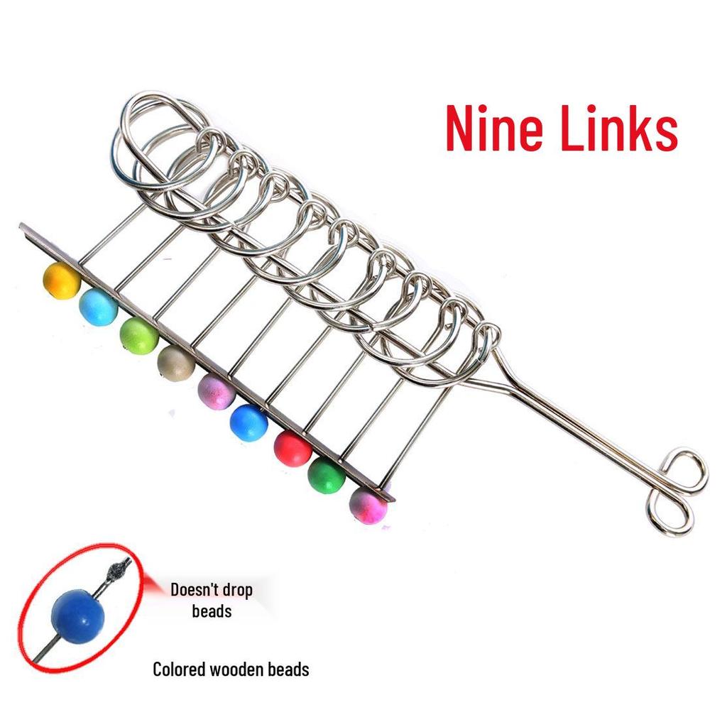 Nine-Ring Metal Puzzle - Eight-Piece Disentanglement Brain Teaser Set