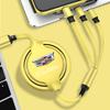3 In1 Retractable Fast Charge Data Cable USB Android Type-C IPhone Car Accessories For Cadillac XT5 XTS CTS BLS SLS DTS SRX Escalade Tiburon Deville