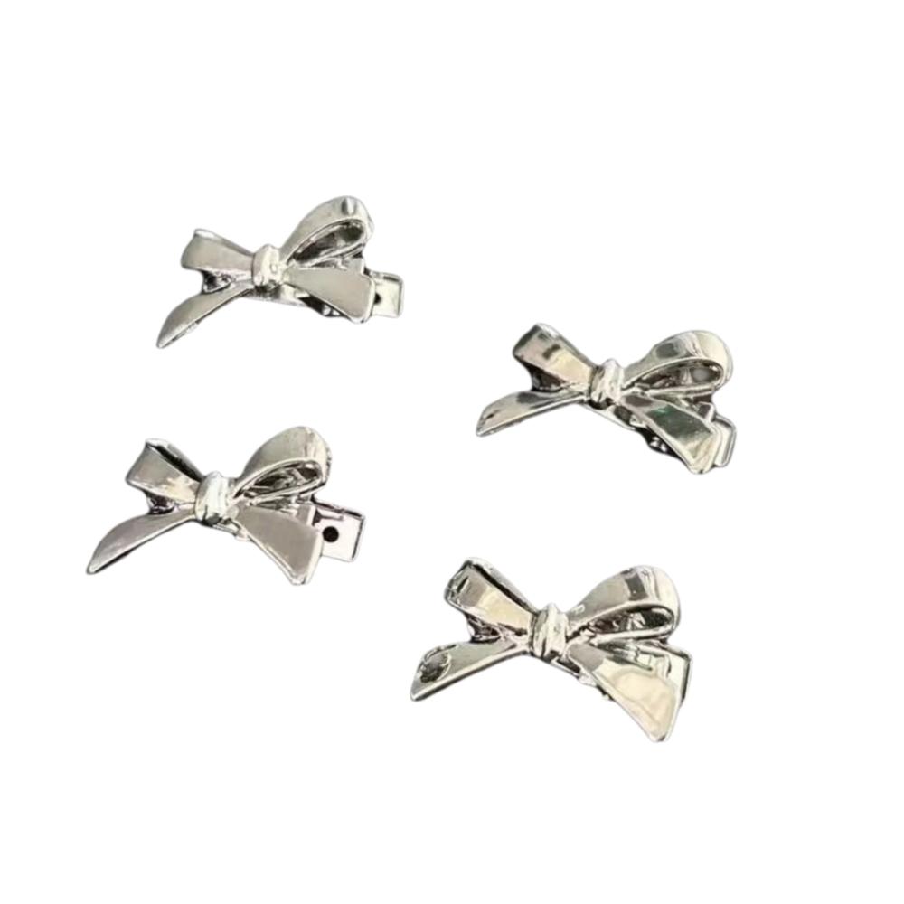 4Pcs/set Sweet Cool Golden Bow Hairpins Metal Bow Mini Side Clip Fashion Bangs Hairpins  Casual Wear