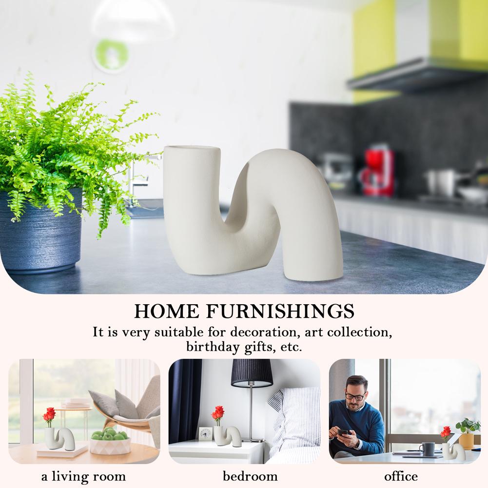 Mehrzweck-Weiße Keramikvase Verdrehte Rohrform Moderne Vase Rohrförmige Keramikvase für Wohnzimmer/Hochzeit/Büro/Dekoration