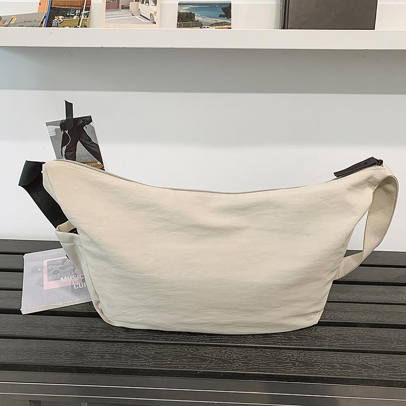 Men Solid Color Shoulder Bag Women Large Capacity Water-Repellent Commuter Crossbody Bag