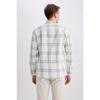 Modern Fit Polo Neck Long Sleeve Checked 100% Cotton Shirt