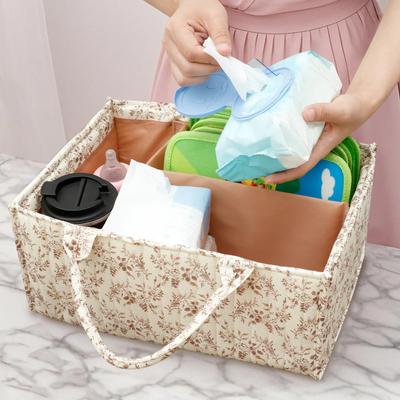 Floraler Windel-Caddy-Organizer mit Griffen und herausnehmbaren Einteilern Tragbarer Aufbewahrungskorb für das Kinderzimmer Vielseitiger Baby-Aufbewahrungskorb