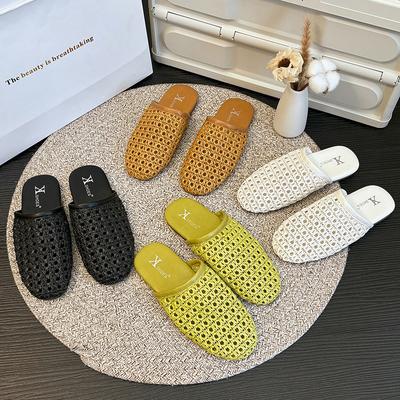 Fashion Weave Flats Mules Shoes Women Casual Sandals Summer Slippers Slingback 2025 Fashion Beach Slides New Trend Mujer De Sandalias