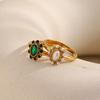 MamacitaSlay 316L Stainless Steel Vintage Pearl Zircon Flower Ring 18K Gold Plated Waterproof Jewelry For Women Stackable Ring