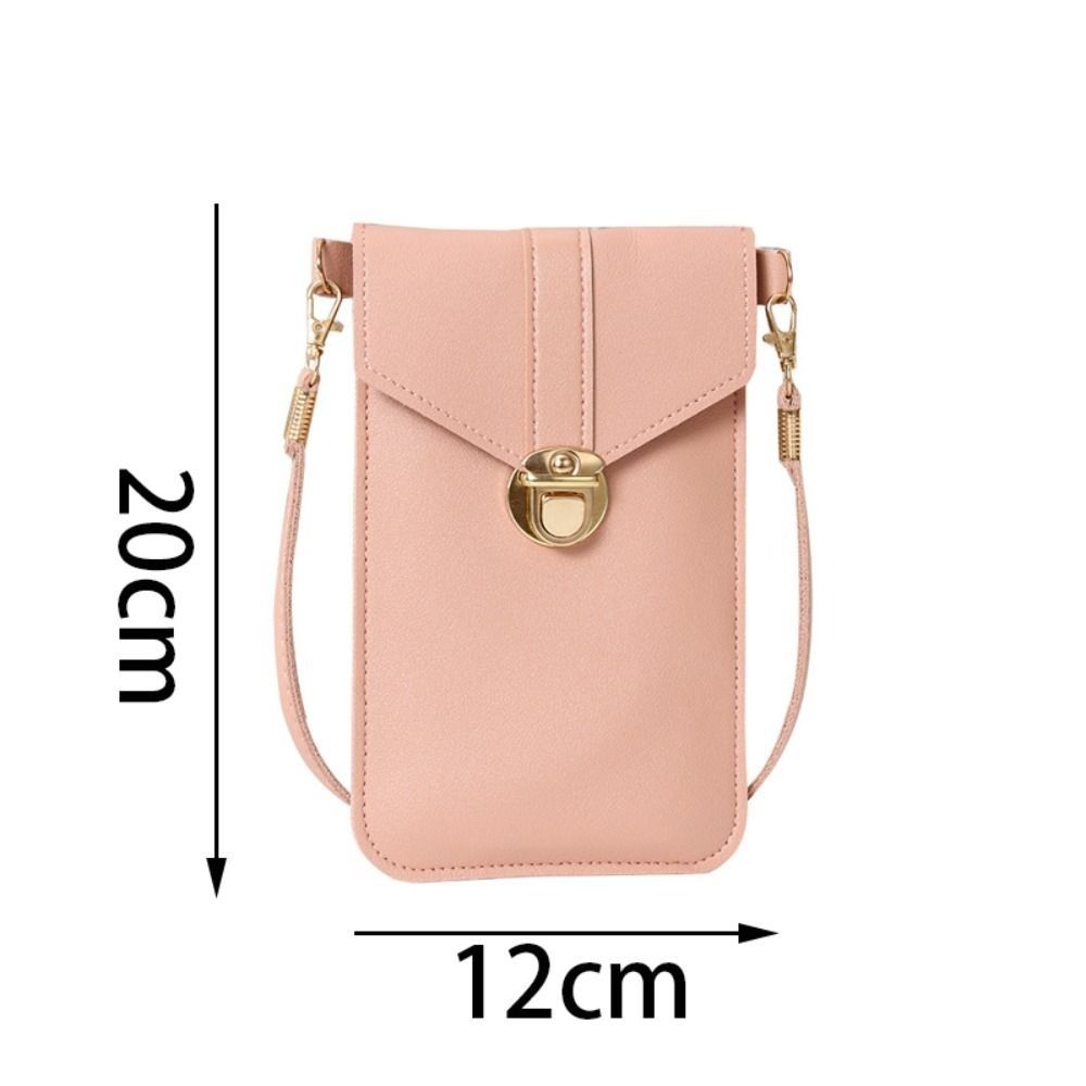 New PU Leather Touch Screen Phone Purse Portable Strap with Hook Closure Mobile Phone Bag Multi-function Shoulder Handbag