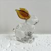 Faux Crystal Easter Bunny Figurine Handmade Clear Glass Rabbit Statue Miniature Animal Sculpture