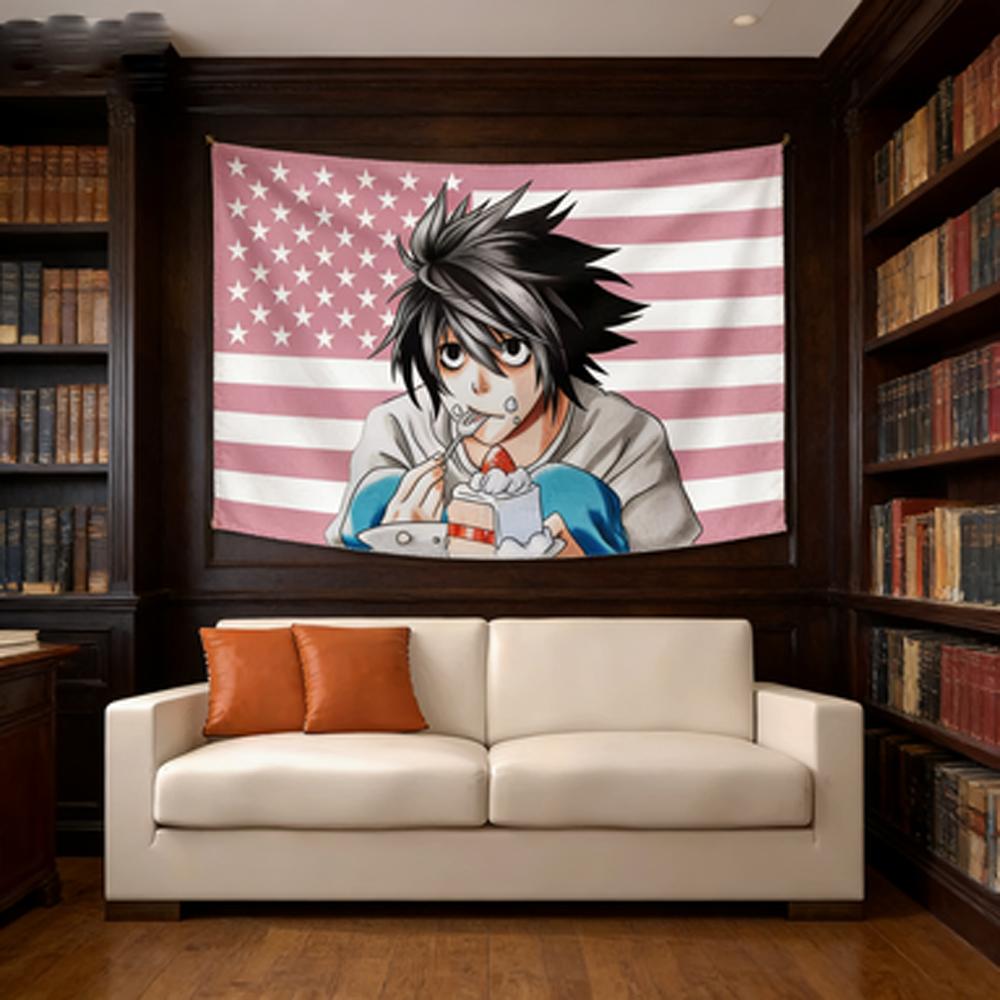 Anime Death Note Wall Tapestry Aesthetic Room Decor Backdrop Cloth Flags Dormitory Decoration Hanging Banner for Bedroom