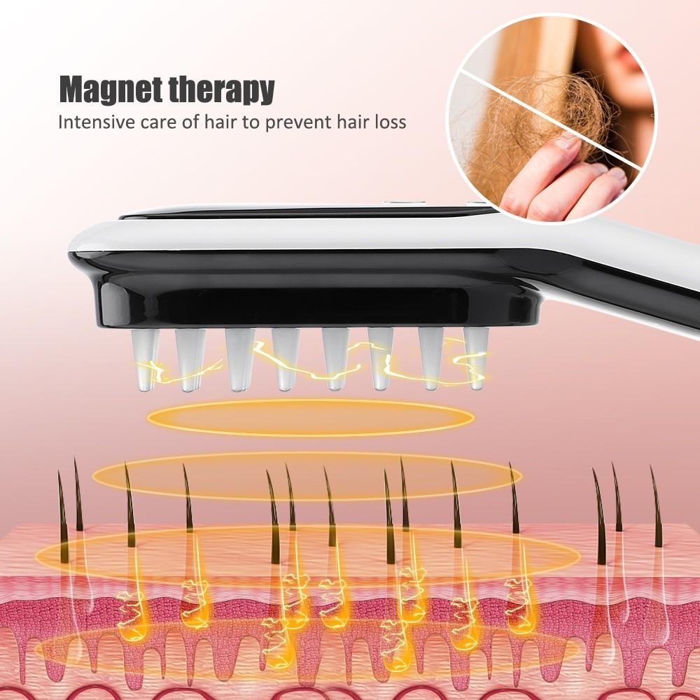 3 gears Electric Massage Comb Meridian Head Massager Anti-hair Loss Red Light Blue Light Magnetic Therapy Massage Hair Care Device 18*4.5*3cm