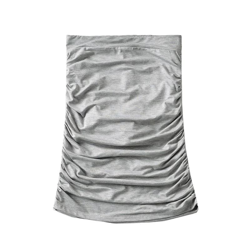 

Ruffle Hip Skirt Layered Texture Effect Wrapped Body Straight-leg Underpants Fashion Tape Elastic Thin Women s Skirt Light gray S