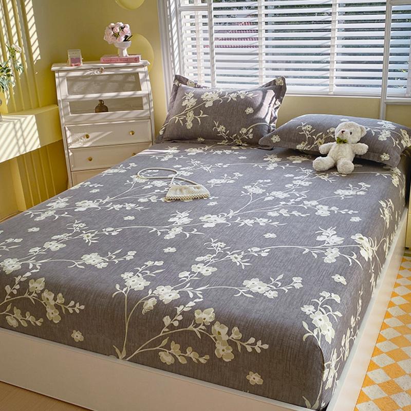 

1pc Flower Printed Fitted Sheet featuring Elastic Band Single/Queen/King drap housse Comfortable and Breathable grounding bed sheet Twin120x200x25cm1pc
