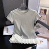 White Lace Hem Short-sleeved T-shirt Women's Summer Slim-fit Korean Version Bottoming Shirt Design Sense Inner Top Tide