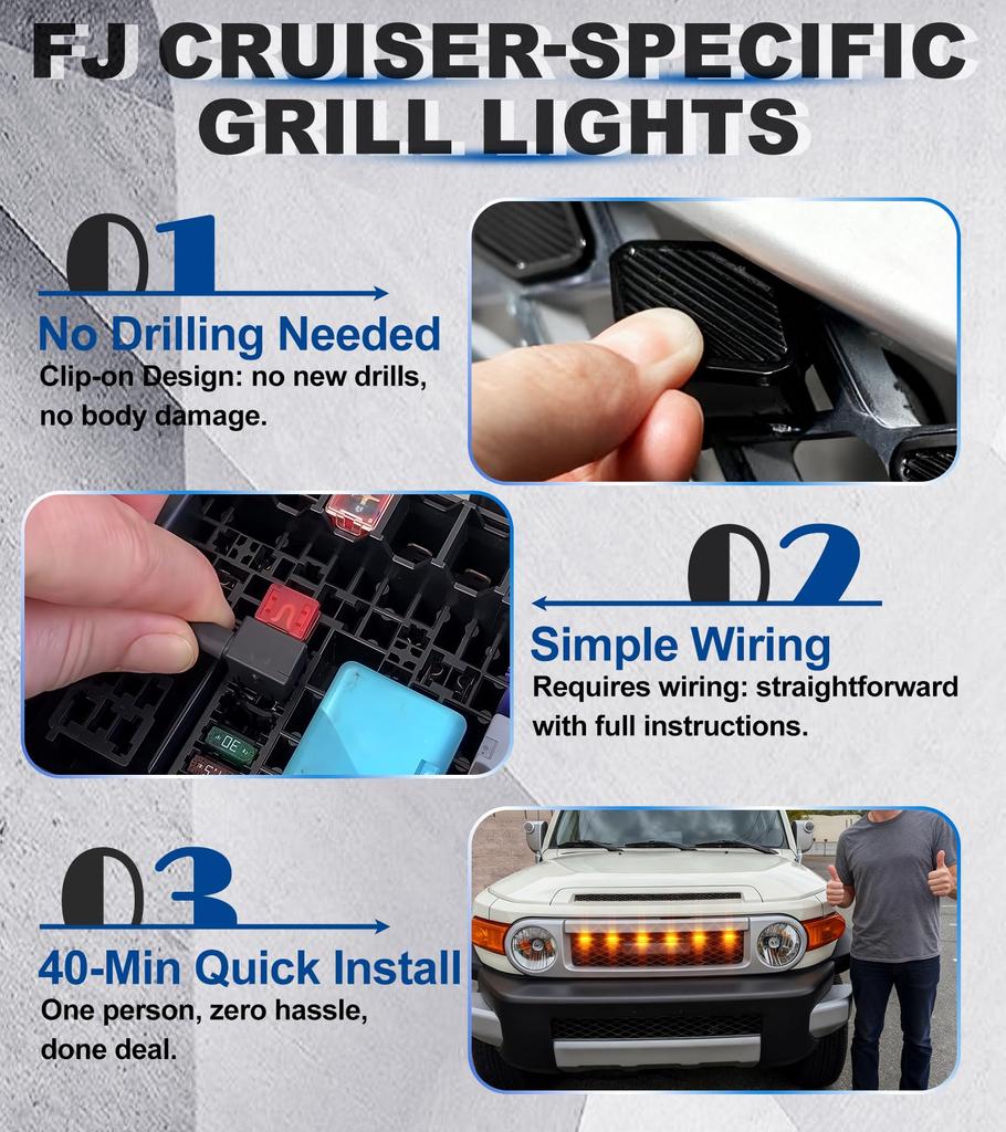 LED Grill Light for Toyota FJ Cruiser 2007 2008-2014 Front