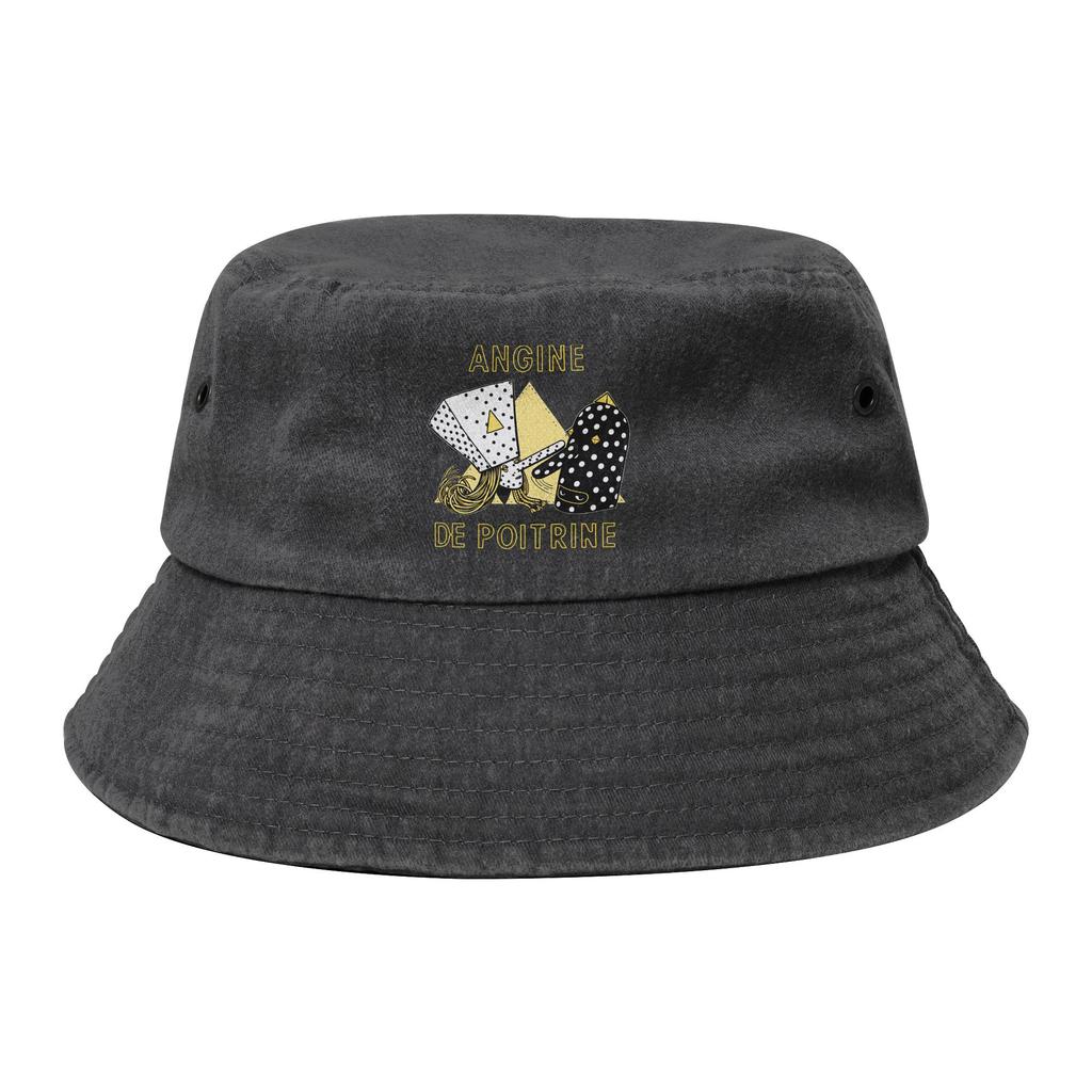 Unisex Distressed Denim Washed Bucket Hat Angine De Poitrine Canadian Band Headwear Fishing FisherUnisex Cap Session Hats Gifts