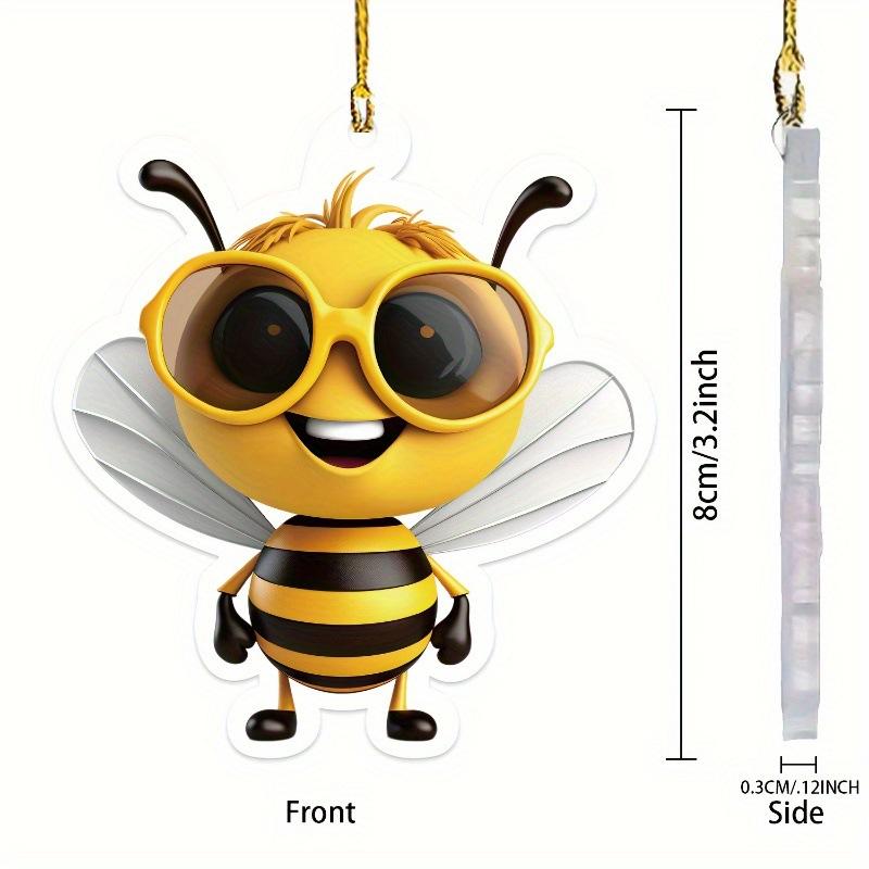 8Cm Acrylic 2D Flat Yellow Big Eyes Bee Hanging Pendant Wind Chime Suncatcher Home Window Ornament Garden Decor Car Ornament