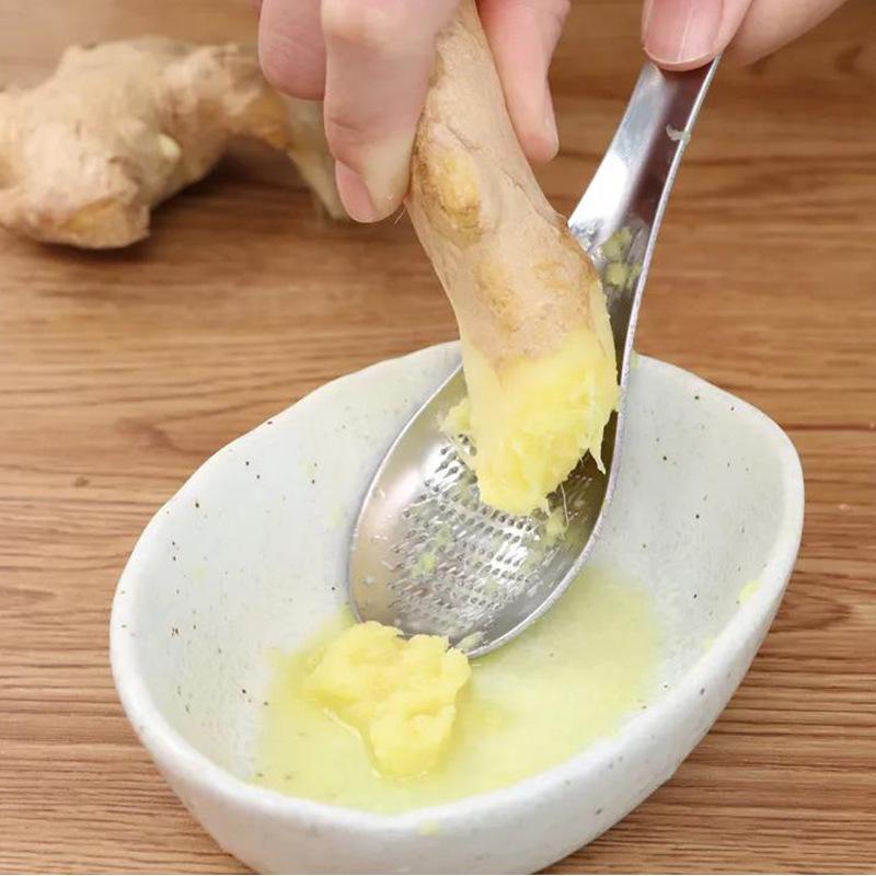 304 Stainless Steel Multi-Purpose Kitchen Tool: Rice Spoon, Ginger Grater, Garlic Paste Maker, Rice Colander