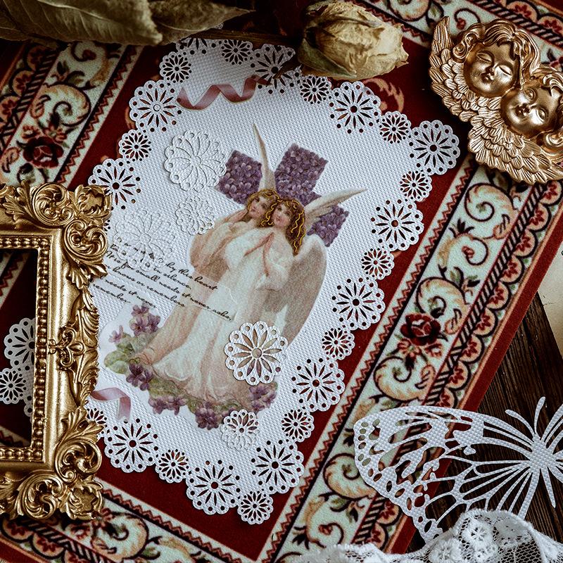 Hollow lace paper Alice tea party series Hand account diary DIY material base paper DIY Scrapbooking Sticker Label