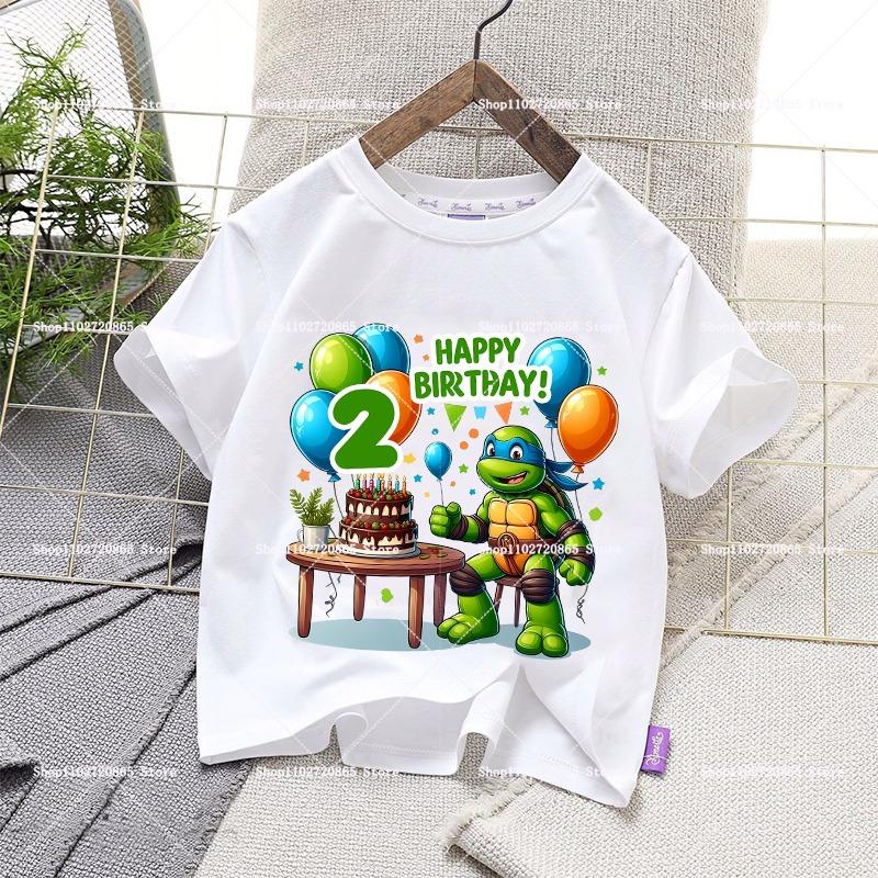 Teenage Mutant Ninja Turtles Cotton T-Shirt Boys Cartoon Anime Number 1-10 Tops Summer Toddler Kawaii Cool Tee Baby Clothes Gift