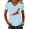 Women's Casual Printed T-Shirt V Neck Pullover Short Sleeve Top