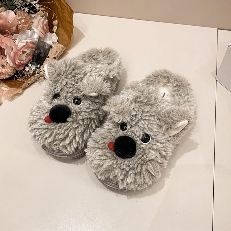 Women's Cute Cartoon Plush Slippers - Warm and Warm Countertop Cotton Winter Home Slippers Girls Sweet Thick Bottom Plush Casual Indoor Shoes