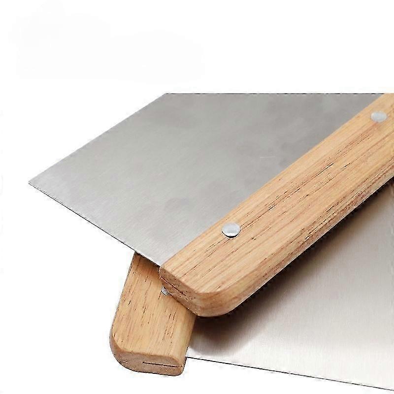 Stainless Steel Noodle Cutter and Dough Scraper Baking Tool with Wooden Handle