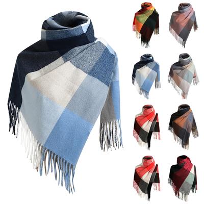 Women's Plaid Scarf Warm Thickening Trend  Scarf Shawl Cape