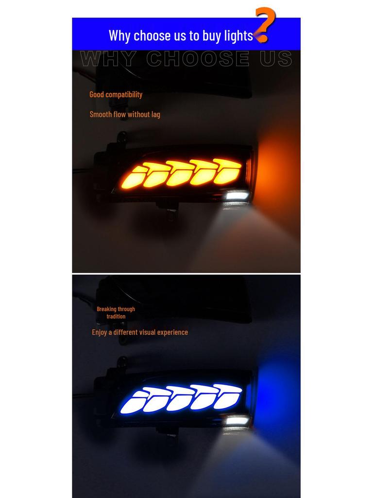 Subaru WRX STI 15-18 Rearview Mirror Dragon Scale Sequential Turn Signal Light with Blue DRL