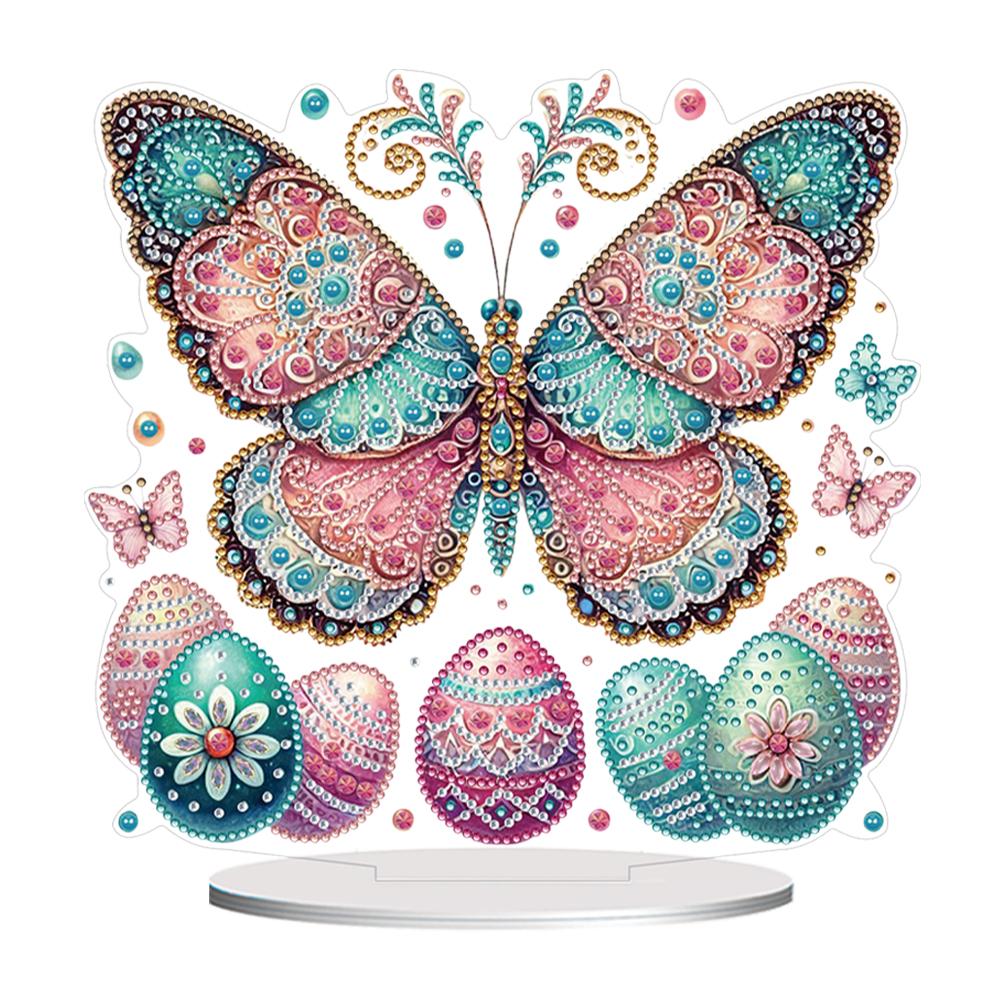 Acrylic Special Shape Butterfly Easter Eggs Table Top Diamond Painting Ornament Kits 5D DIY Diamond Art Tabletop Decorations