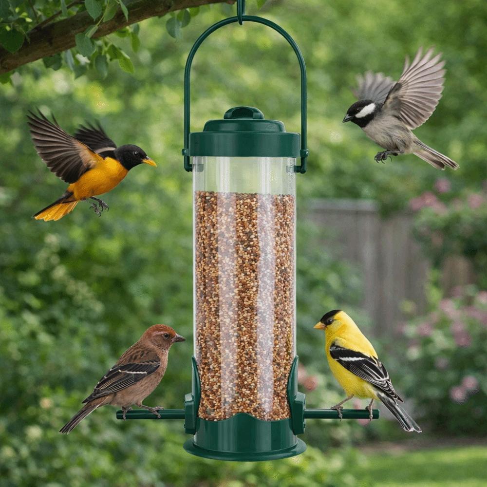 3pcs/set Large Capacity Hanging Bird Feeder Metal Mesh Bird Feeding Station Tube Feeder  Outdoor