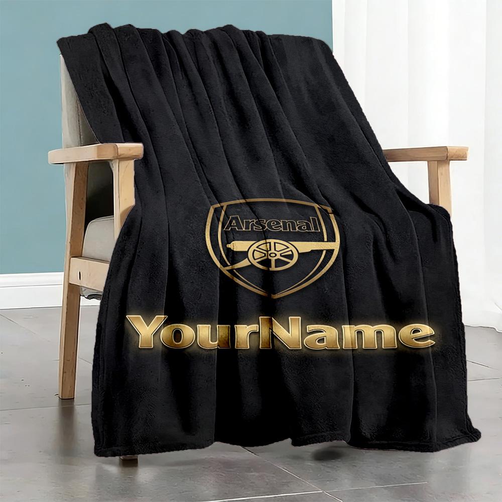 Arsenal Personalized Name Blanket Lightweight Customizable Blanket Soft & Cozy Throw For Living Room Seaside Home Decor Picnics All-Season Use