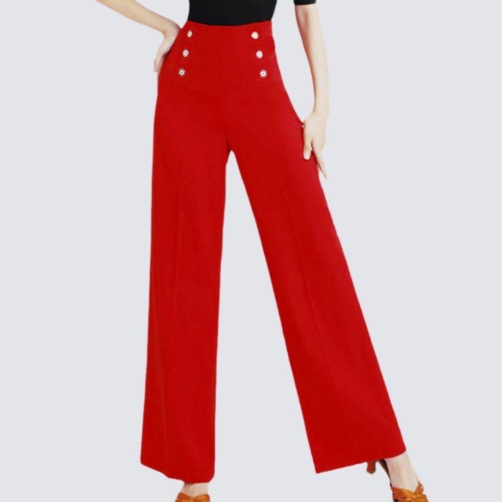 

Women s Wide-Leg High-Waist Dance Pants for Spring and Autumn - Perfect for Latin, Modern, and Square Dance M [100-108]