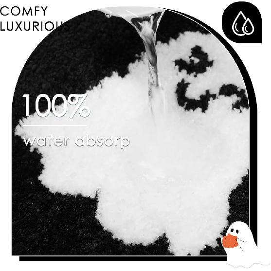 Halloween Bathroom Rug Spooky Black White Ghost Bath Mat for Halloween Bathroom Decor Non-Slip Washable Ghost Bath Rug for Front Doormat, Bedroom Rug