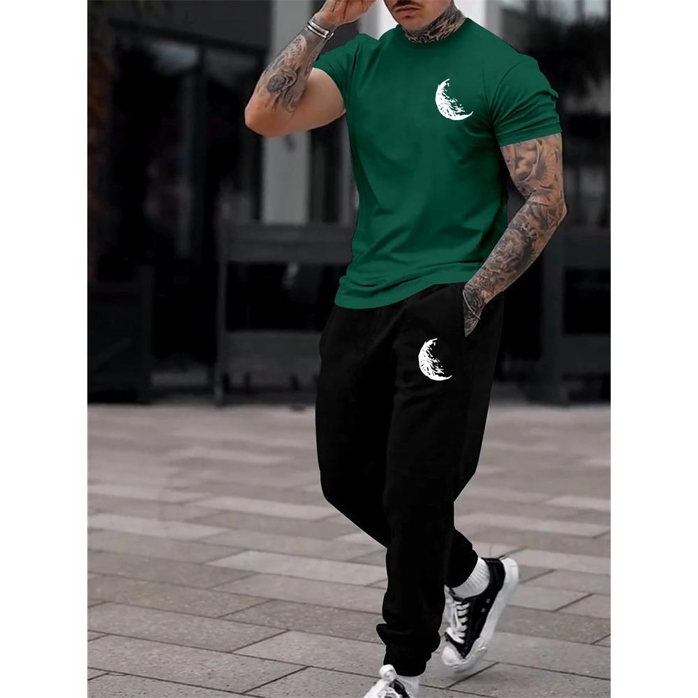 Casual Men's Casual Men's Short-sleeved Shirt and Long Pants, a Fashionable Street Style Two-piece Set