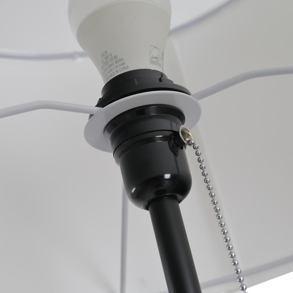 Floor Lamp, Polyester and Cotton Shade, E27 Socket, White, Bulb Not Included