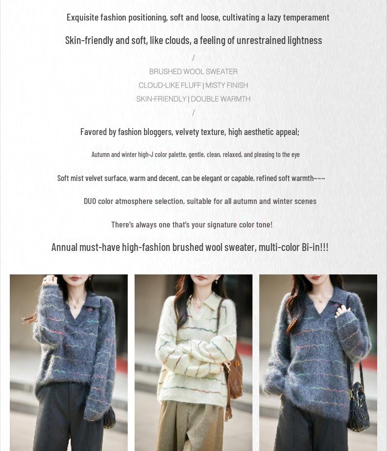 Autumn/Winter 2026 Women's Striped Cashmere Wool Knit Sweater