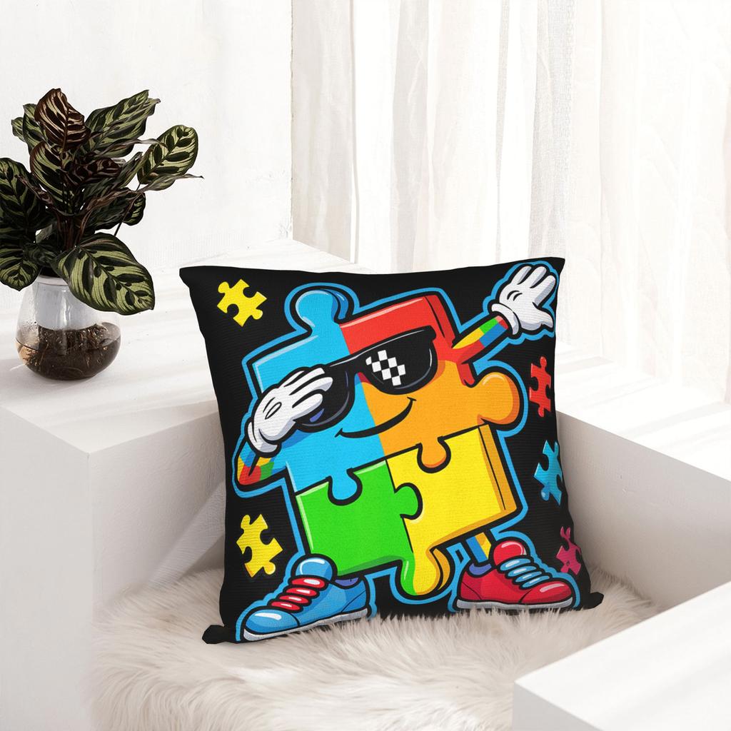 Decorative Pillowcase Dabbing Puzzle Autism Awareness Merch Home  Pillow Case Cover Square Multi Size
